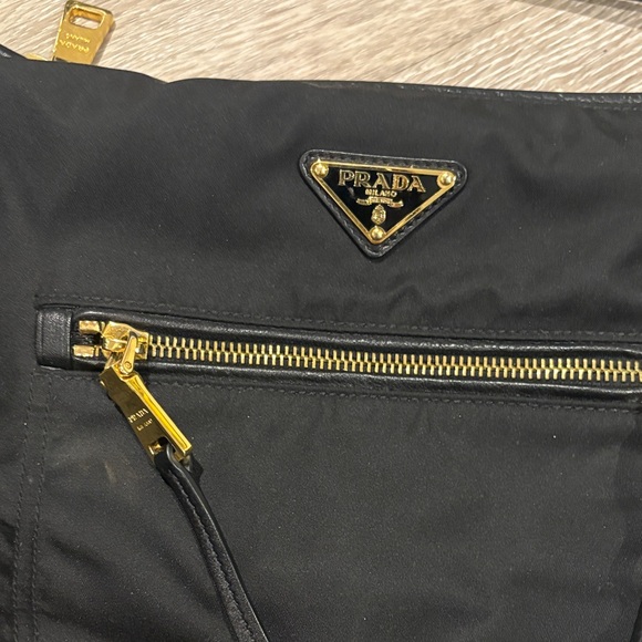 Prada Black Nylon Shoulder Bag with Gold Hardware - Picture 3 of 12